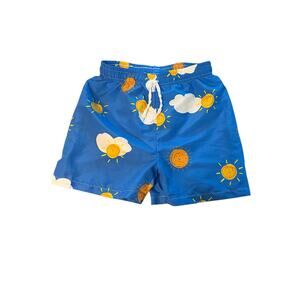 Shein Swimming Shorts Boys Size 10 Medium Color Blue with Sun and Clouds